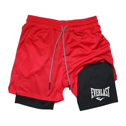 Pantalones cortos de compresión para hombre, deportivos estampados EVERLAST, de doble capa, de secado rápido, ideales para baloncesto, playa, fitness
