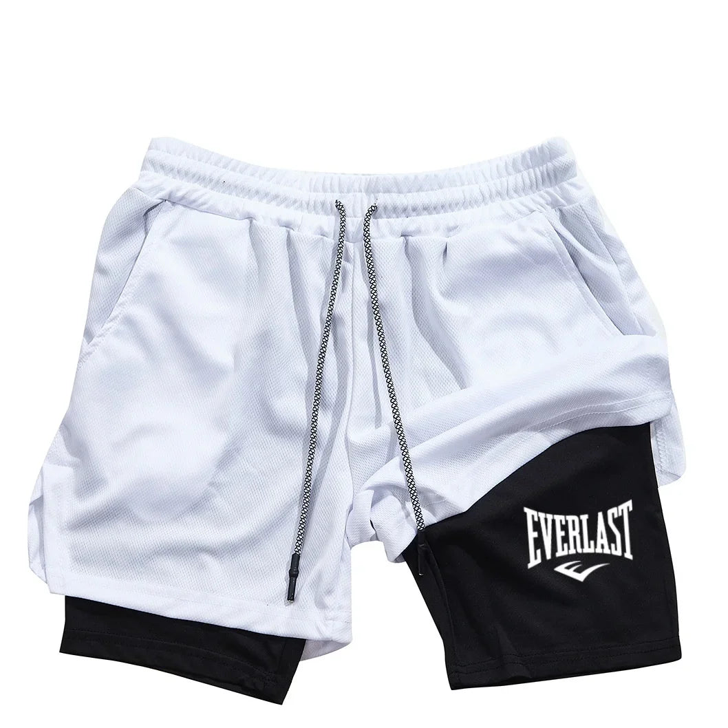 Pantalones cortos de compresión para hombre, deportivos estampados EVERLAST, de doble capa, de secado rápido, ideales para baloncesto, playa, fitness