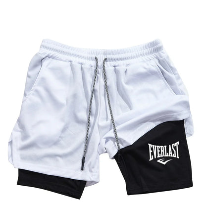 Pantalones cortos de compresión para hombre, deportivos estampados EVERLAST, de doble capa, de secado rápido, ideales para baloncesto, playa, fitness