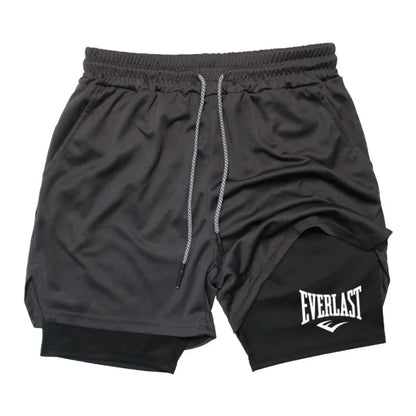 Pantalones cortos de compresión para hombre, deportivos estampados EVERLAST, de doble capa, de secado rápido, ideales para baloncesto, playa, fitness