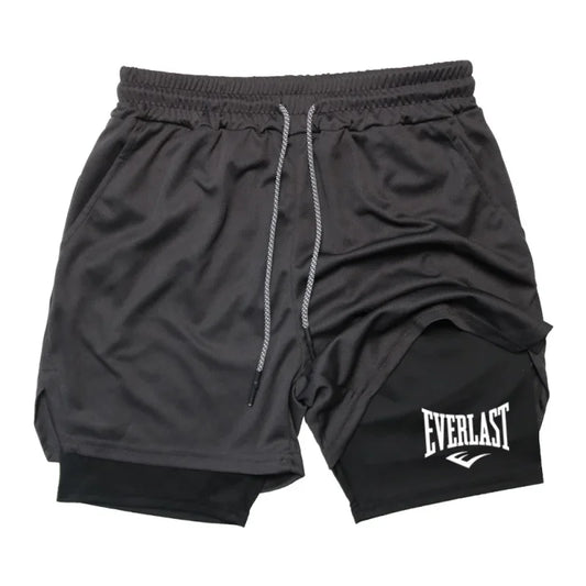 Pantalones cortos de compresión para hombre, deportivos estampados EVERLAST, de doble capa, de secado rápido, ideales para baloncesto, playa, fitness
