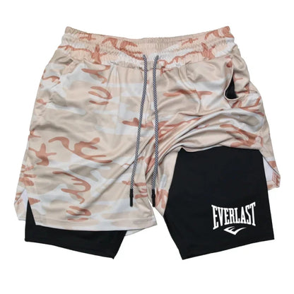 Pantalones cortos de compresión para hombre, deportivos estampados EVERLAST, de doble capa, de secado rápido, ideales para baloncesto, playa, fitness