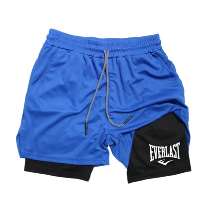 Pantalones cortos de compresión para hombre, deportivos estampados EVERLAST, de doble capa, de secado rápido, ideales para baloncesto, playa, fitness